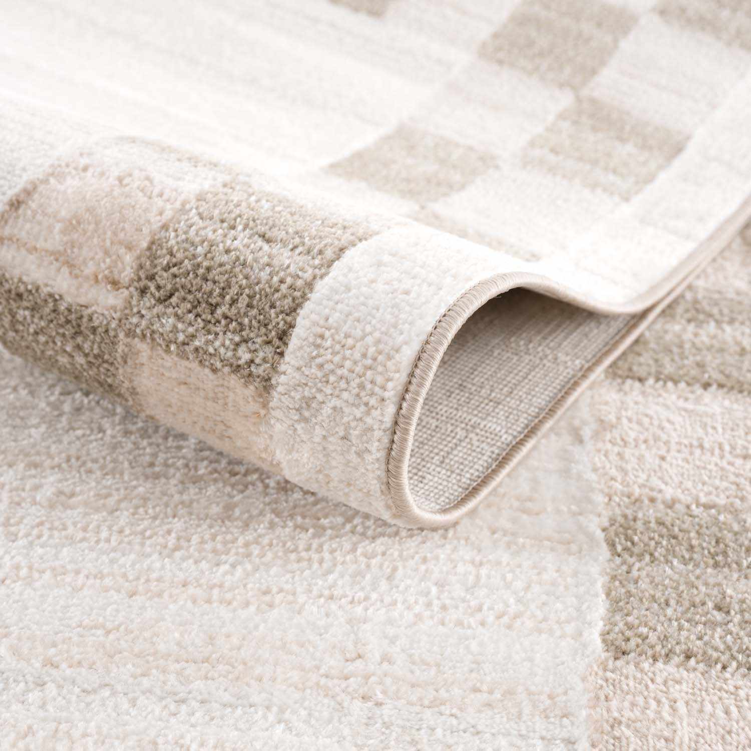 Azrika Beige Checkered Washable Rug - Clearance
