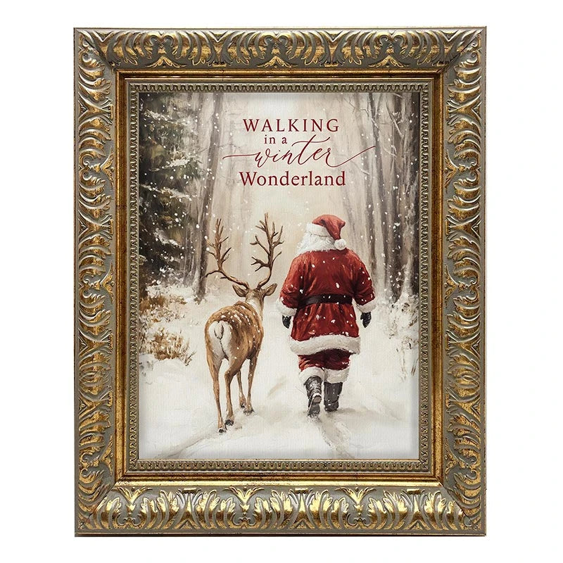 St. Nicholas Framed Linen - Walking in Winter