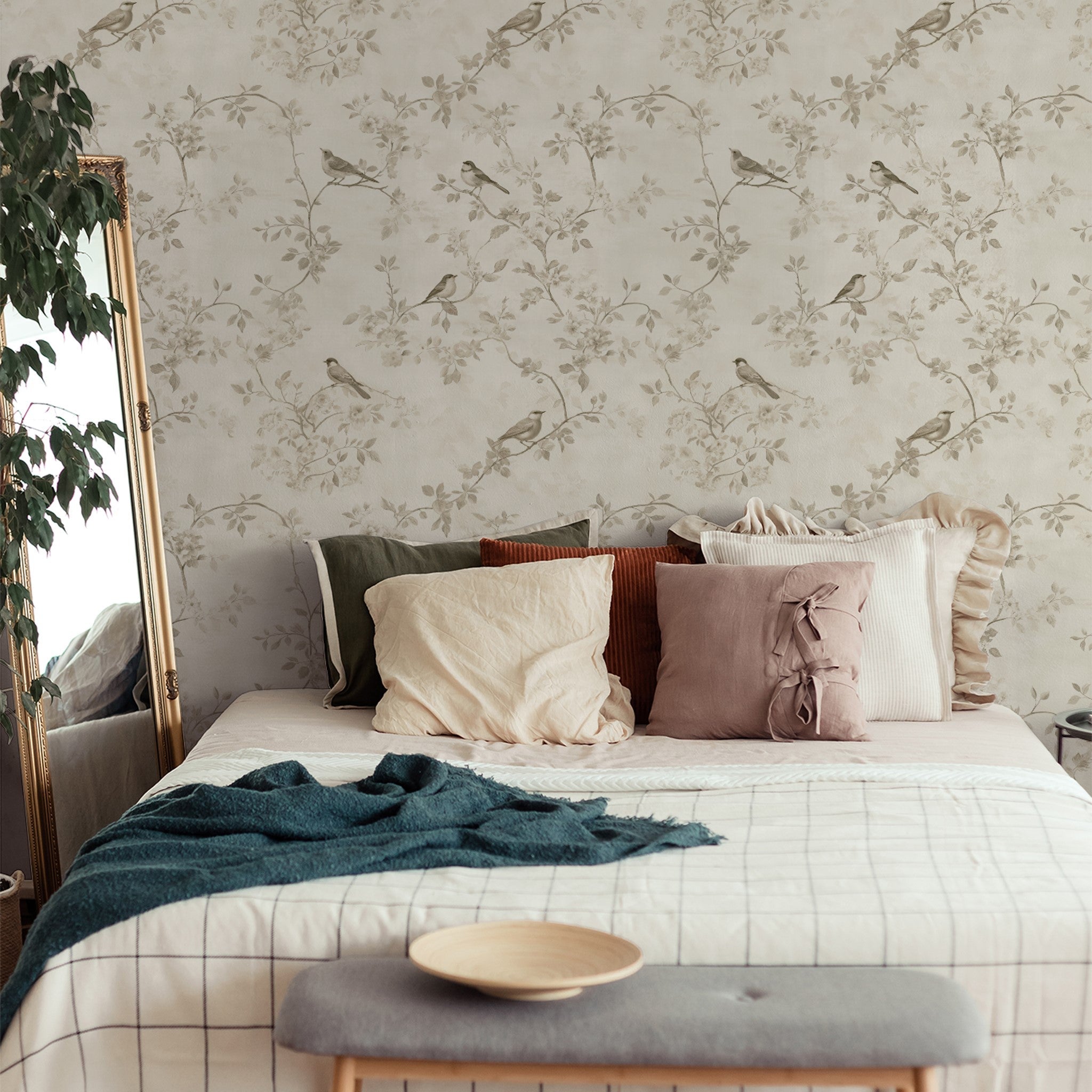 Vintage Songbird Wallpaper - 10 FT H X 33.25 FT W P&S