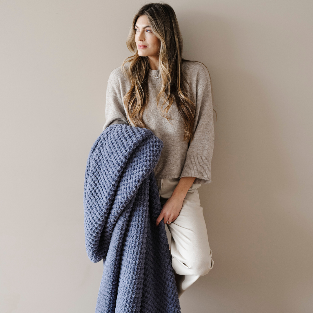 WAFFLE KNIT THROW BLANKETS