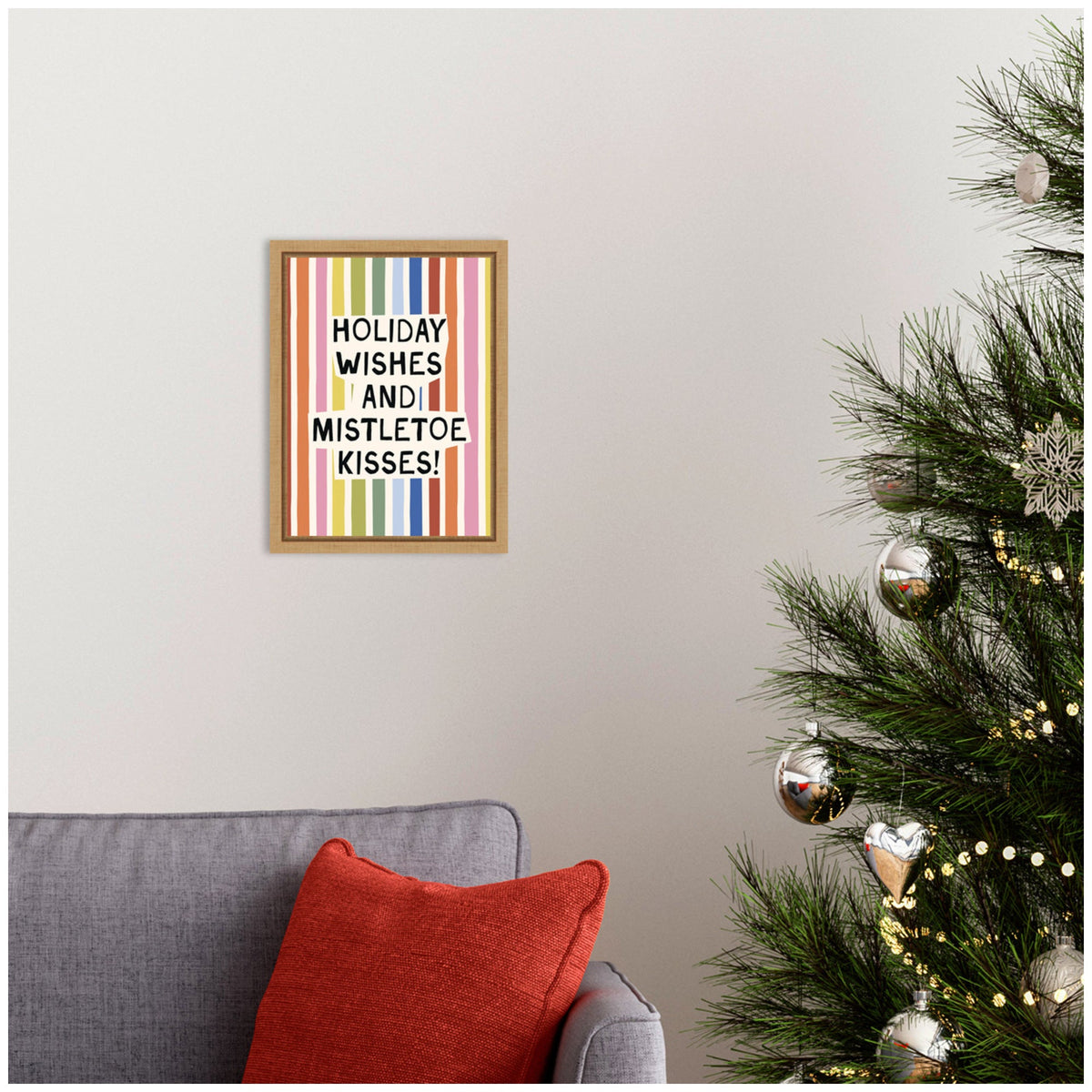 Holiday Wishes by Kikiandnim Framed Canvas Wall Art Print