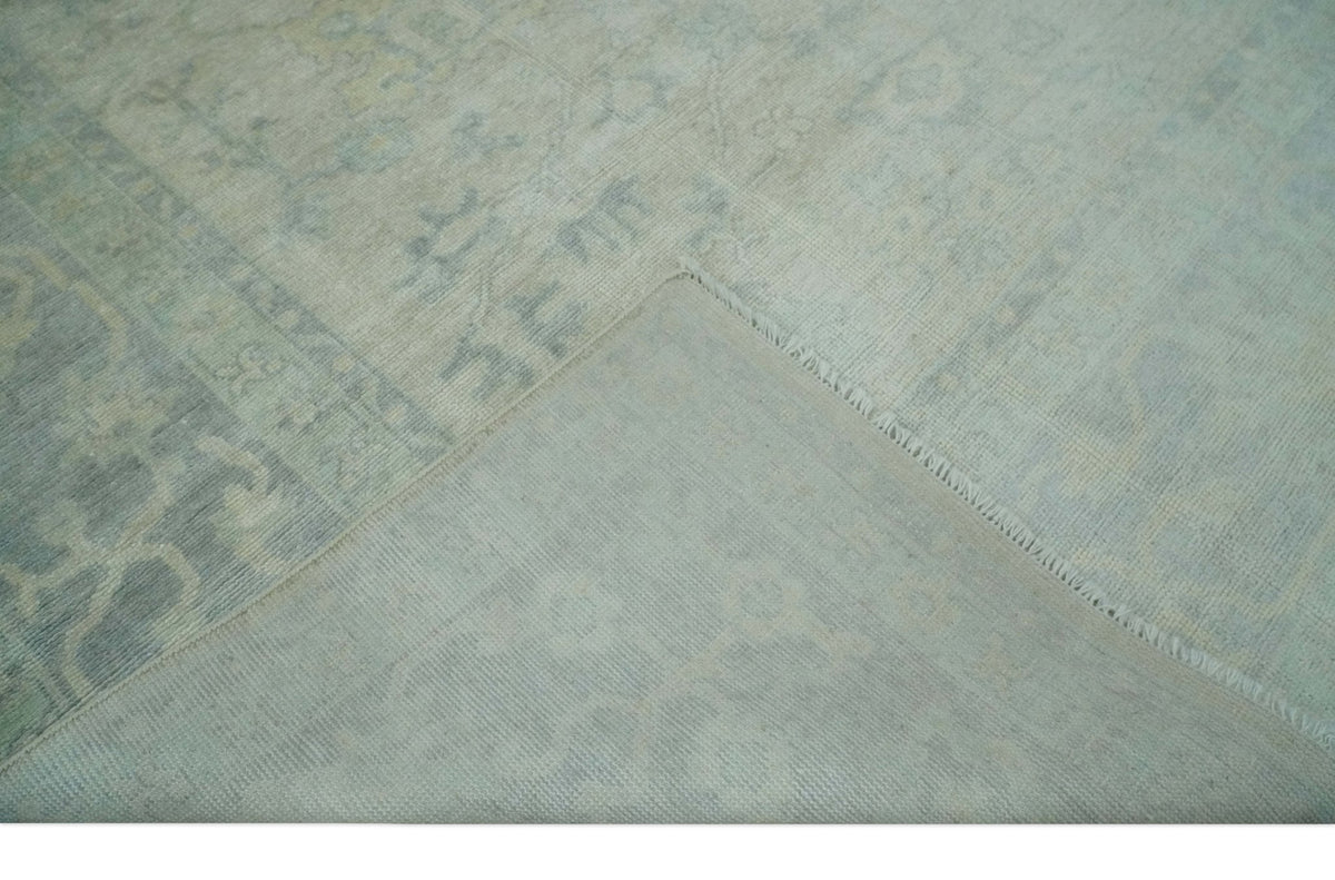 Antique Finish Silver, Gray and Charcoal Hand Knotted Oriental Oushak 8x10 wool Area Rug