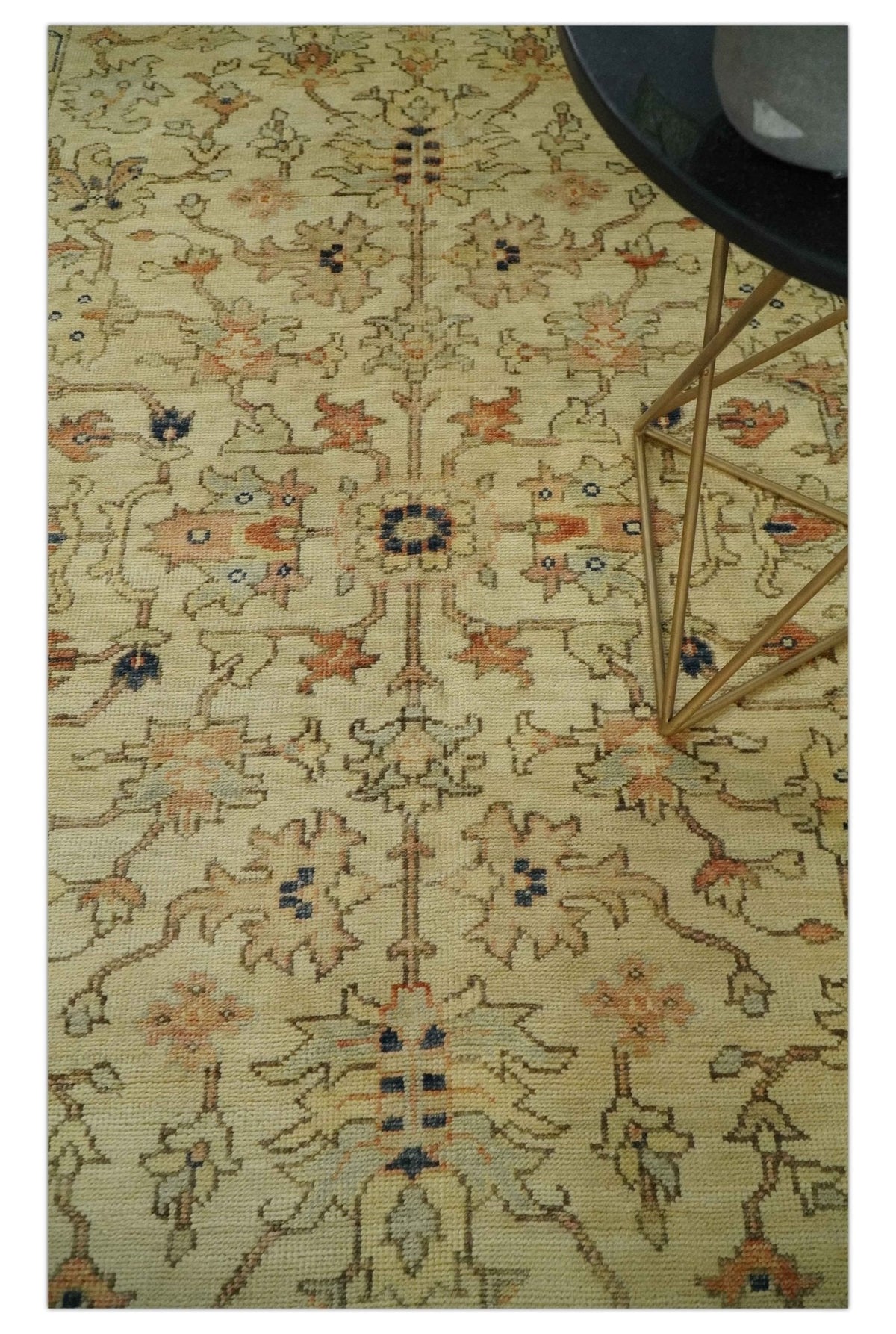 Antique Style Empress Tabriz 6x8 Hand Knotted Beige and Rust Modern Traditional Wool Rug | N35368