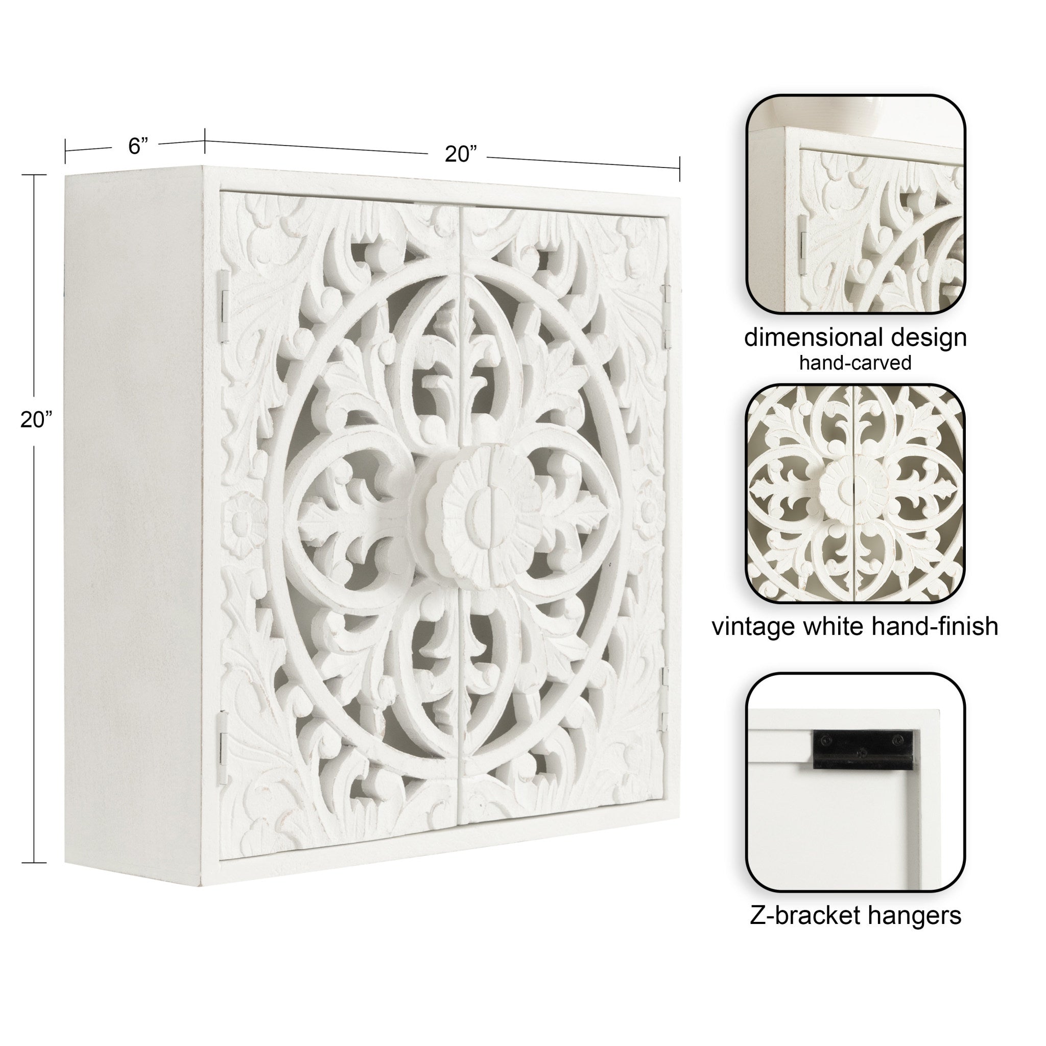 Saanvi Carved Wood Wall Cabinet