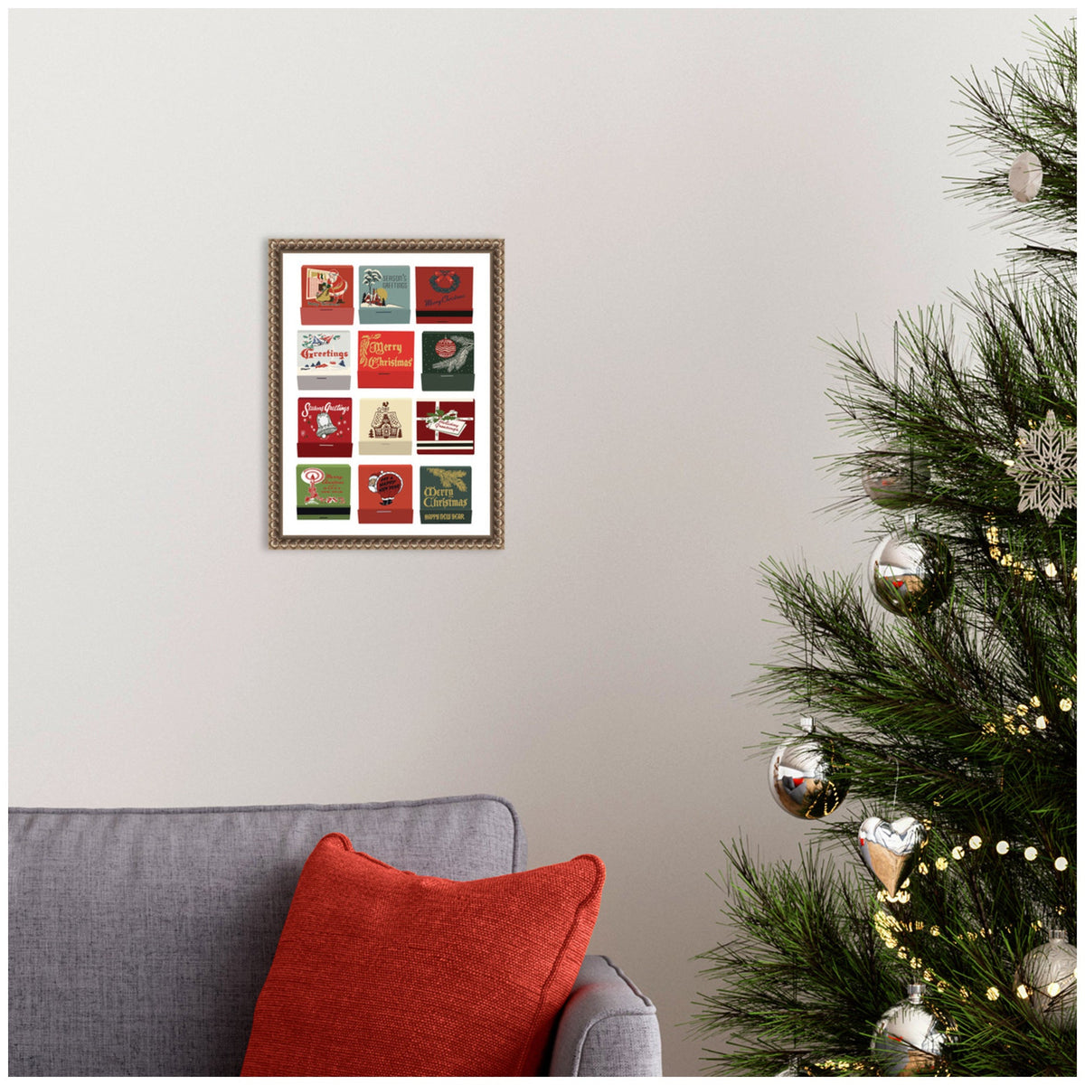 Christmas Matchbooks by Megan Ryan Framed Canvas Wall Art Print