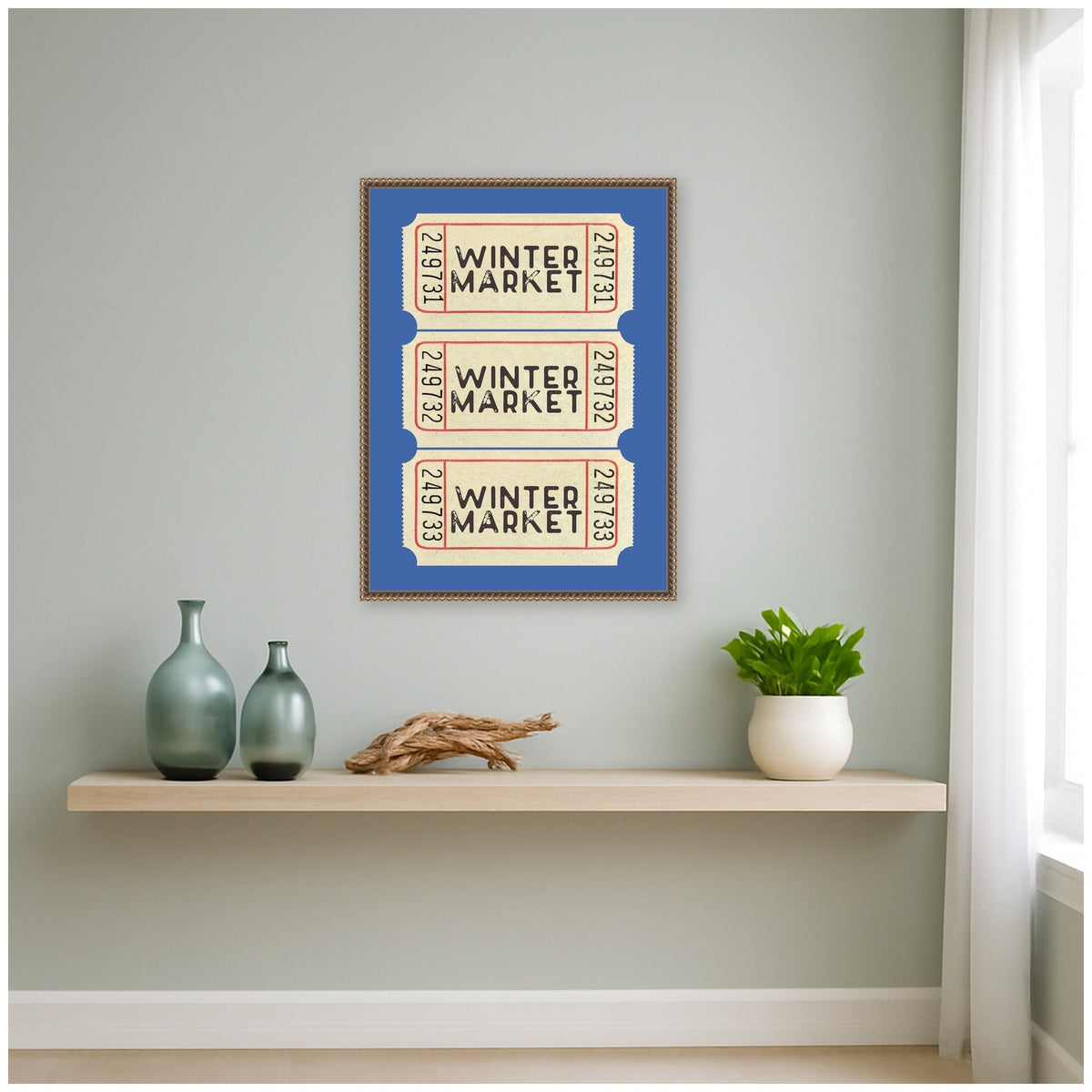 Winter Market Ticket by Kikiandnim Framed Canvas Wall Art Print