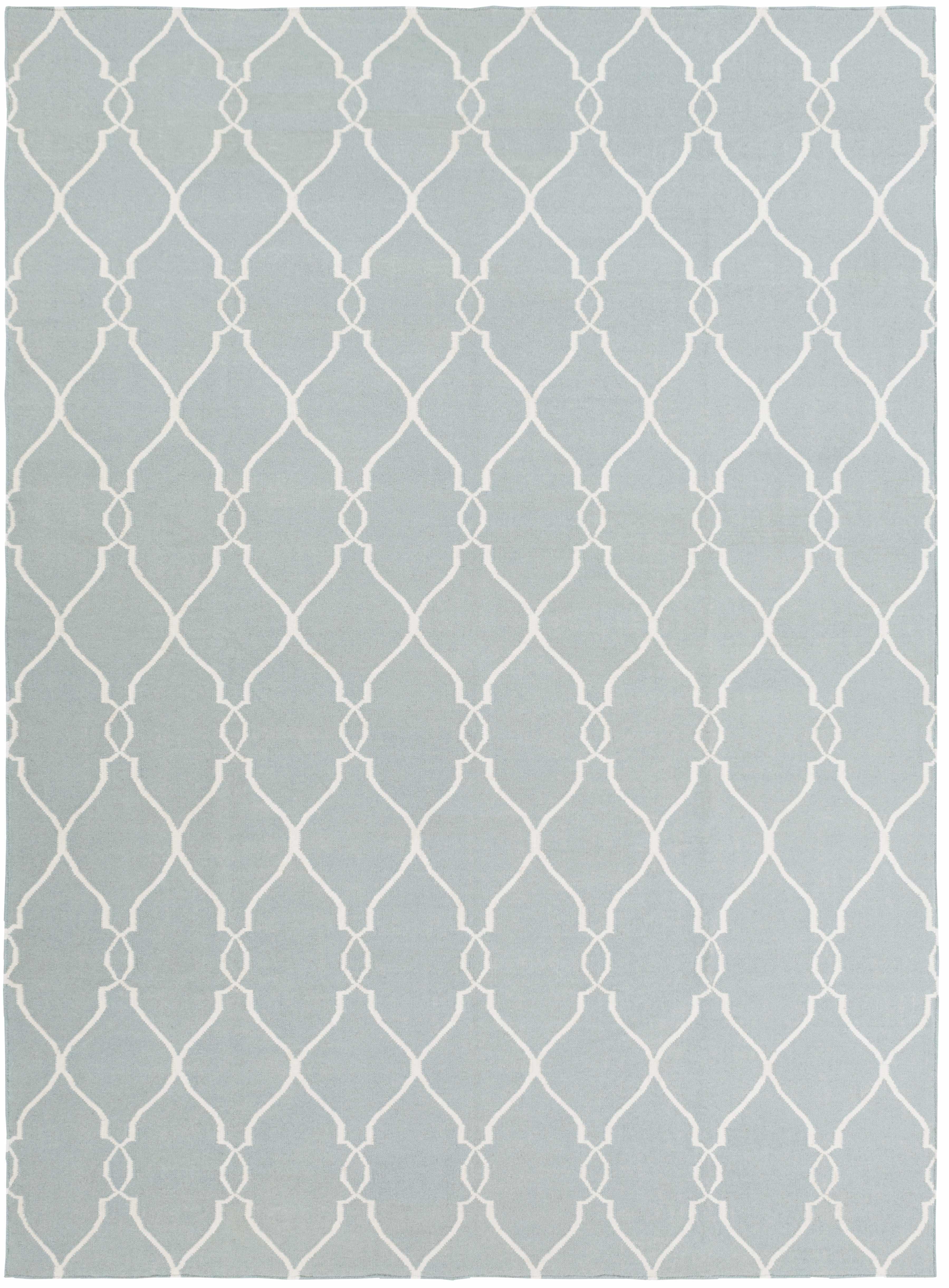 Baconton Blue/Beige Trellis Wool Rug - Clearance