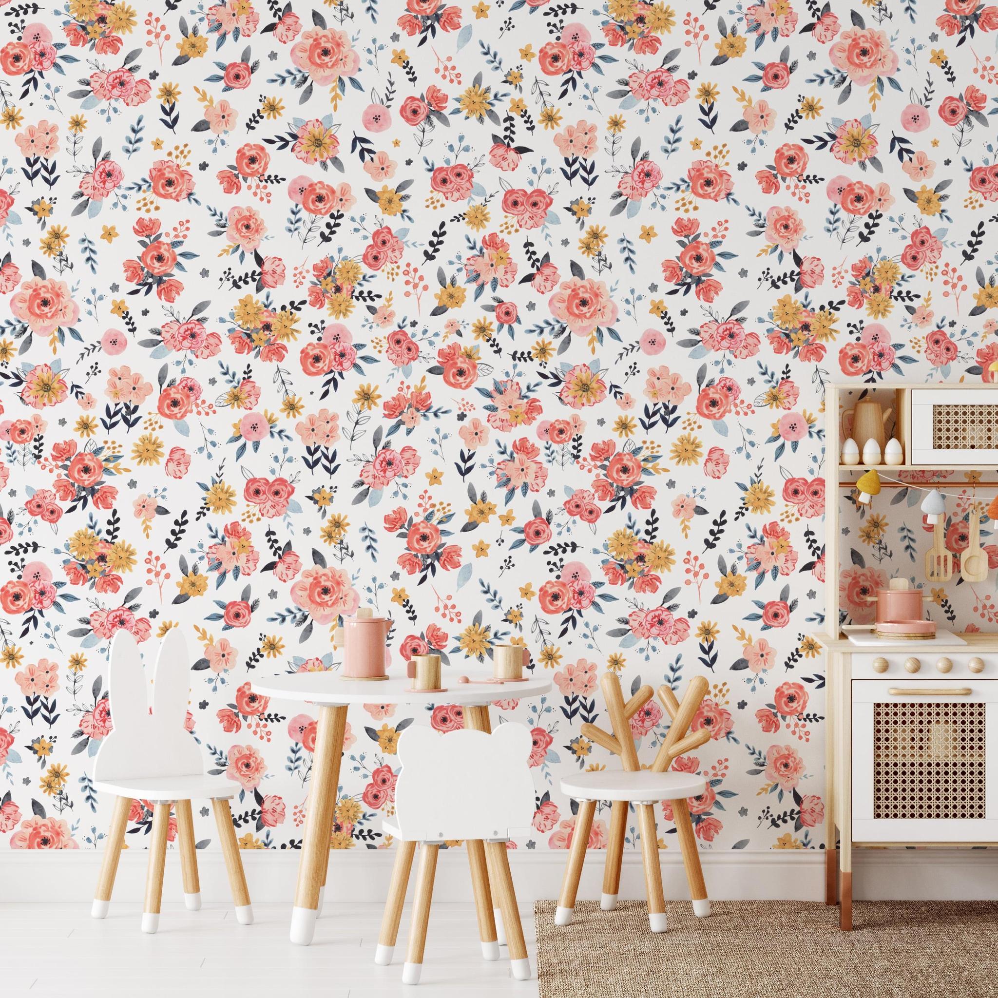 In Bloom (White) Wallpaper