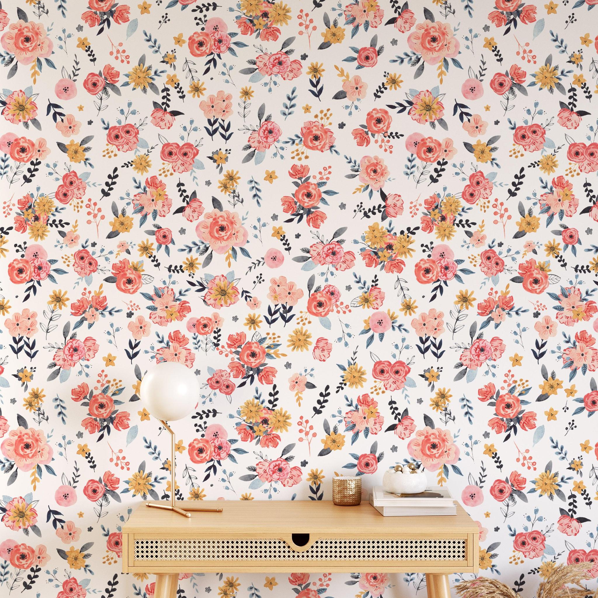 In Bloom (White) Wallpaper