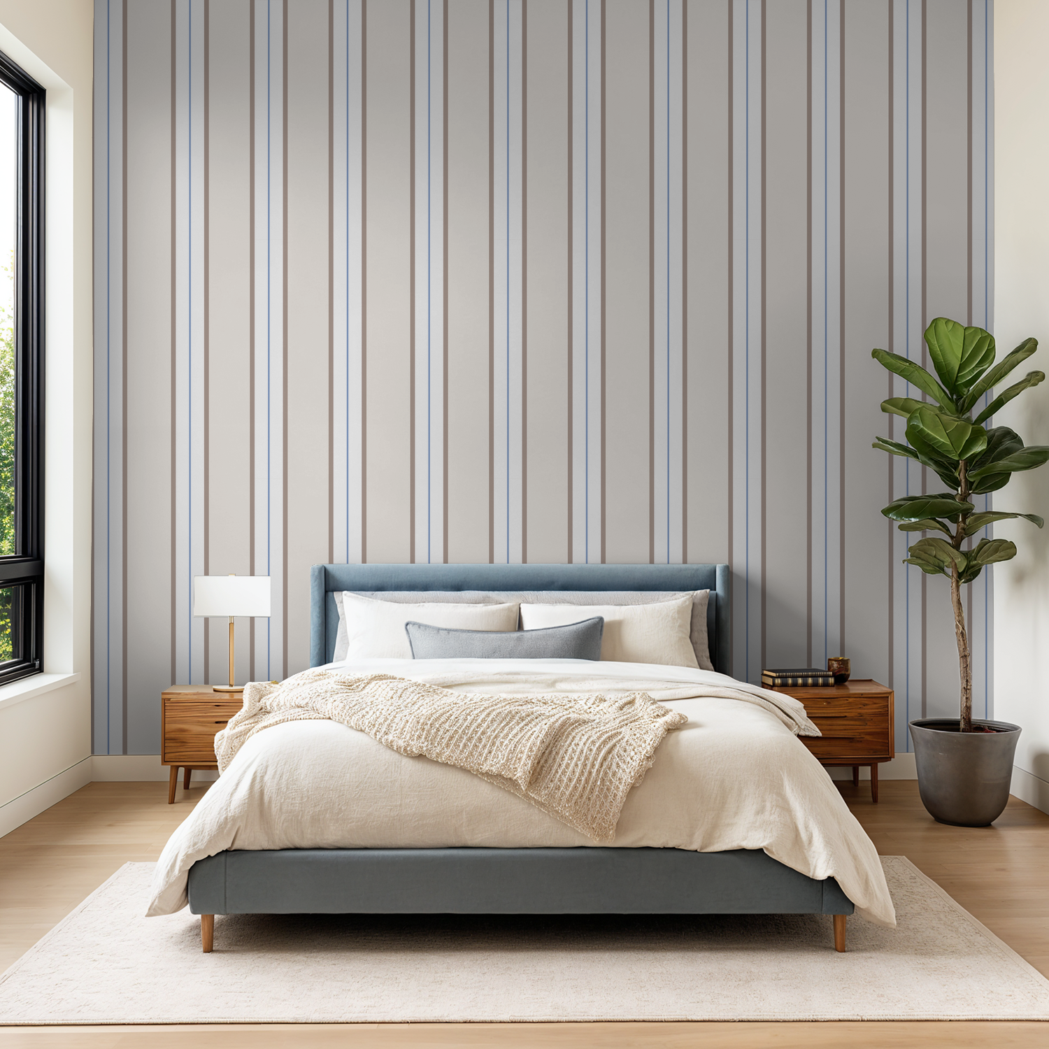 Montclair Stripes (Blue) Wallpaper