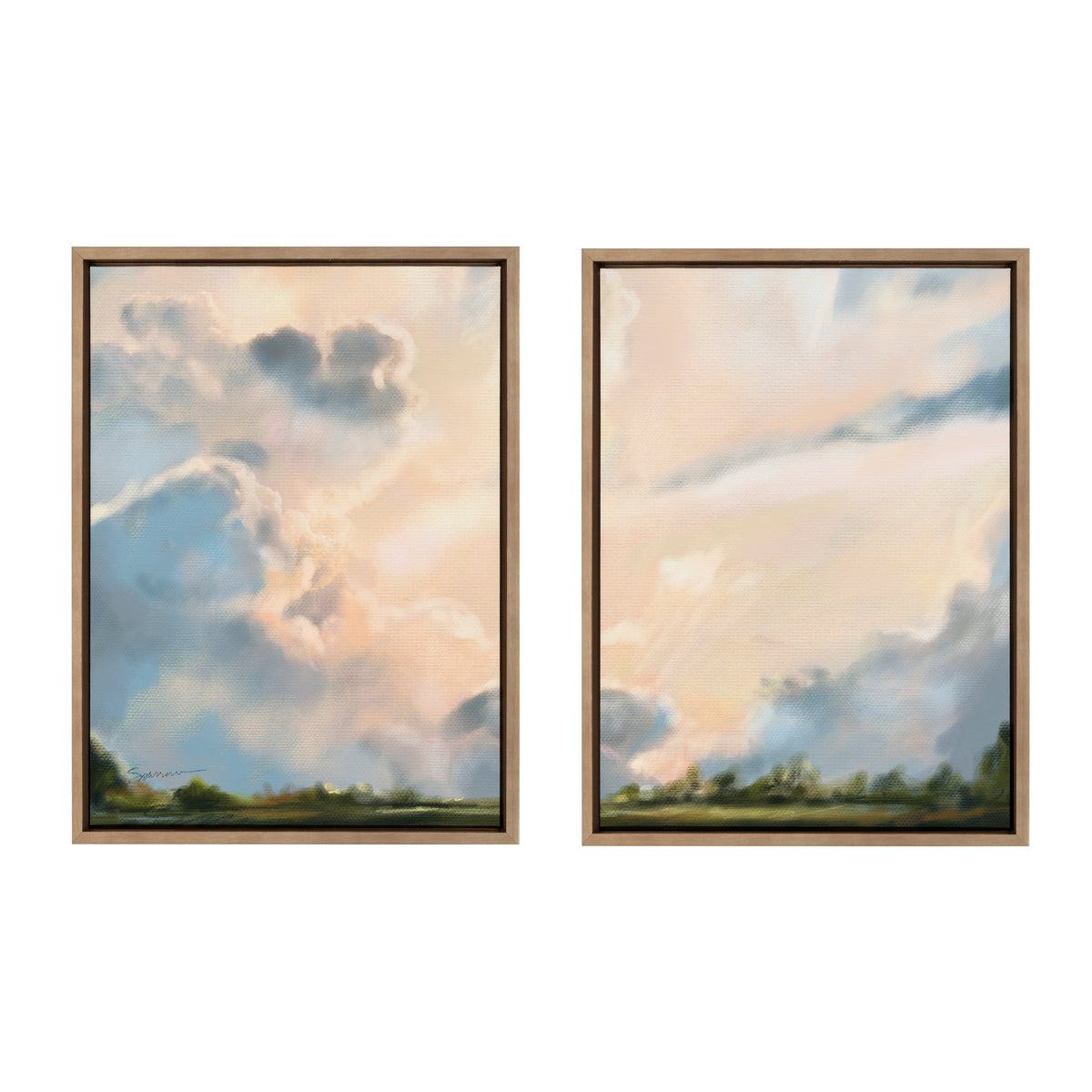 Sylvie Clouds Framed Canvas Set by Mary Sparrow