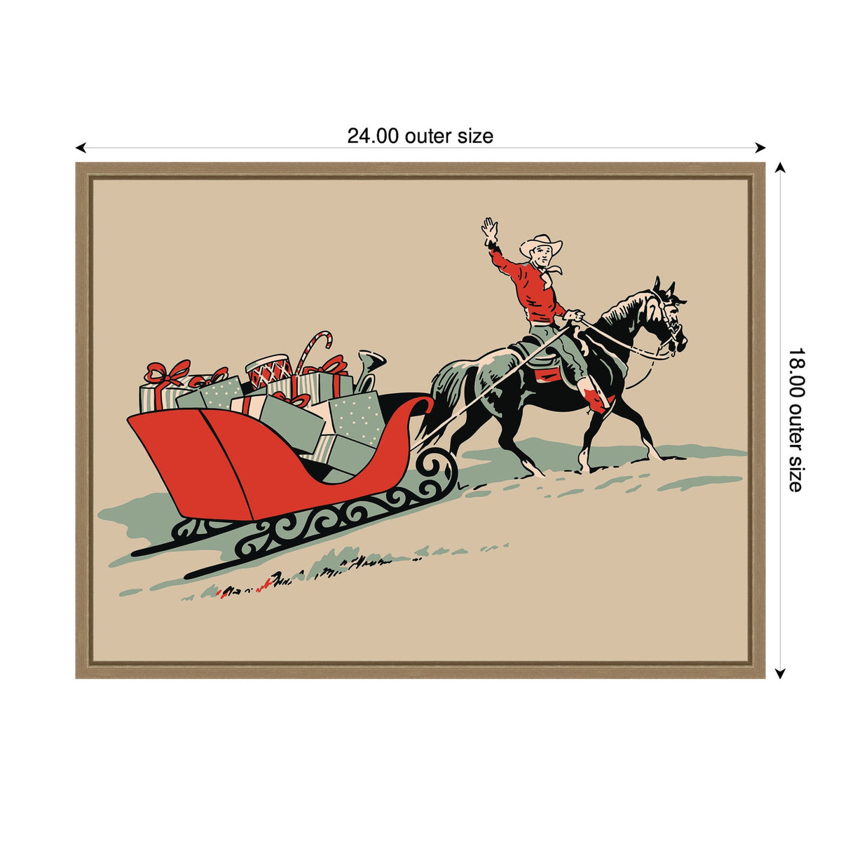 Christmas Cowboy by Megan Ryan Framed Canvas Wall Art Print