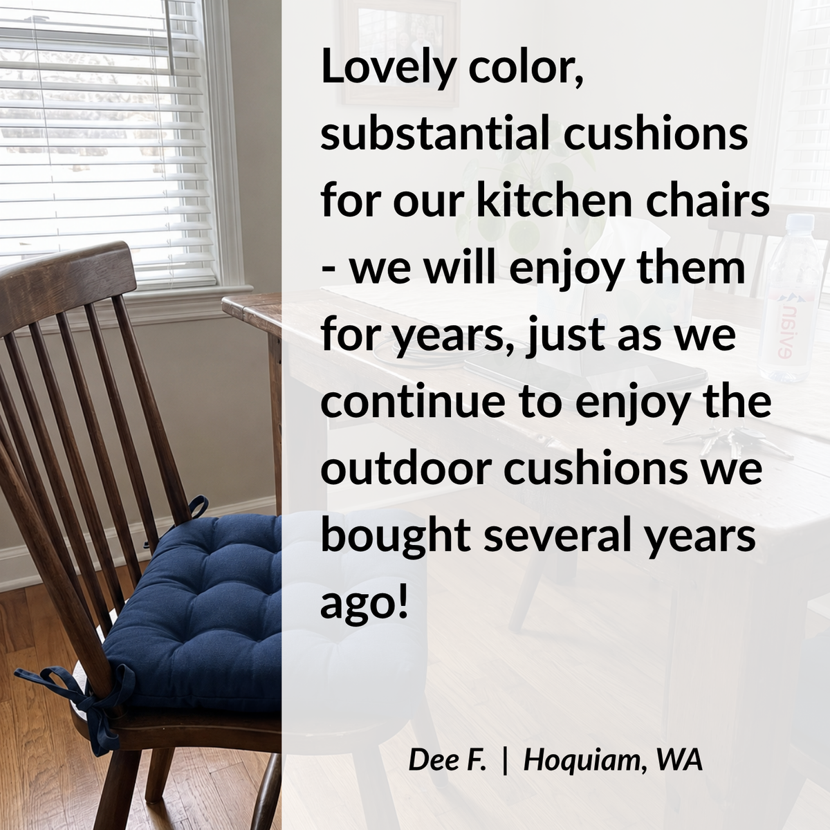 Cotton Duck Navy Blue Solid Color Dining Chair Pads - Made in USA - 100% Cotton - Machine Washable