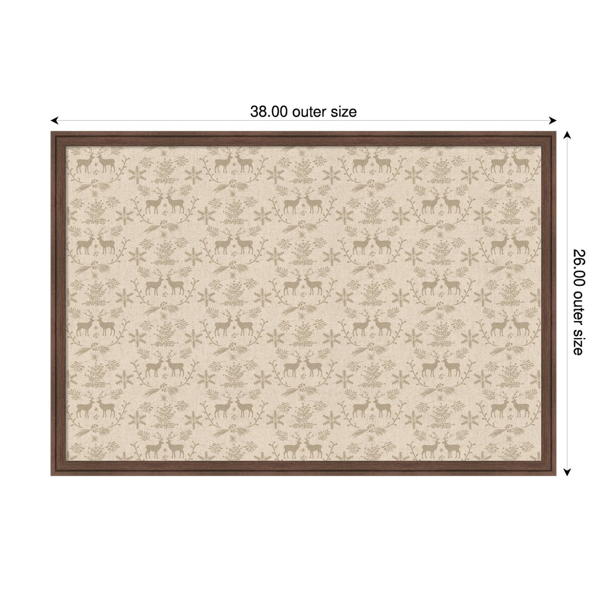 Framed Fabric Pinboard Reindeer Linen Printed Bulletin Board