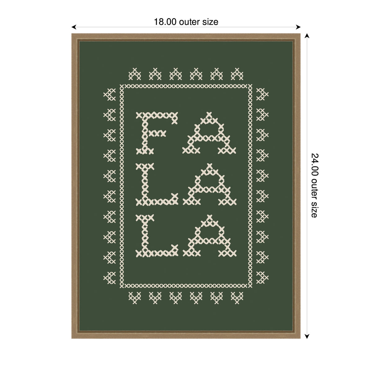 Fa La La Cross Stitch Green by Kikiandnim Framed Canvas Wall Art Print