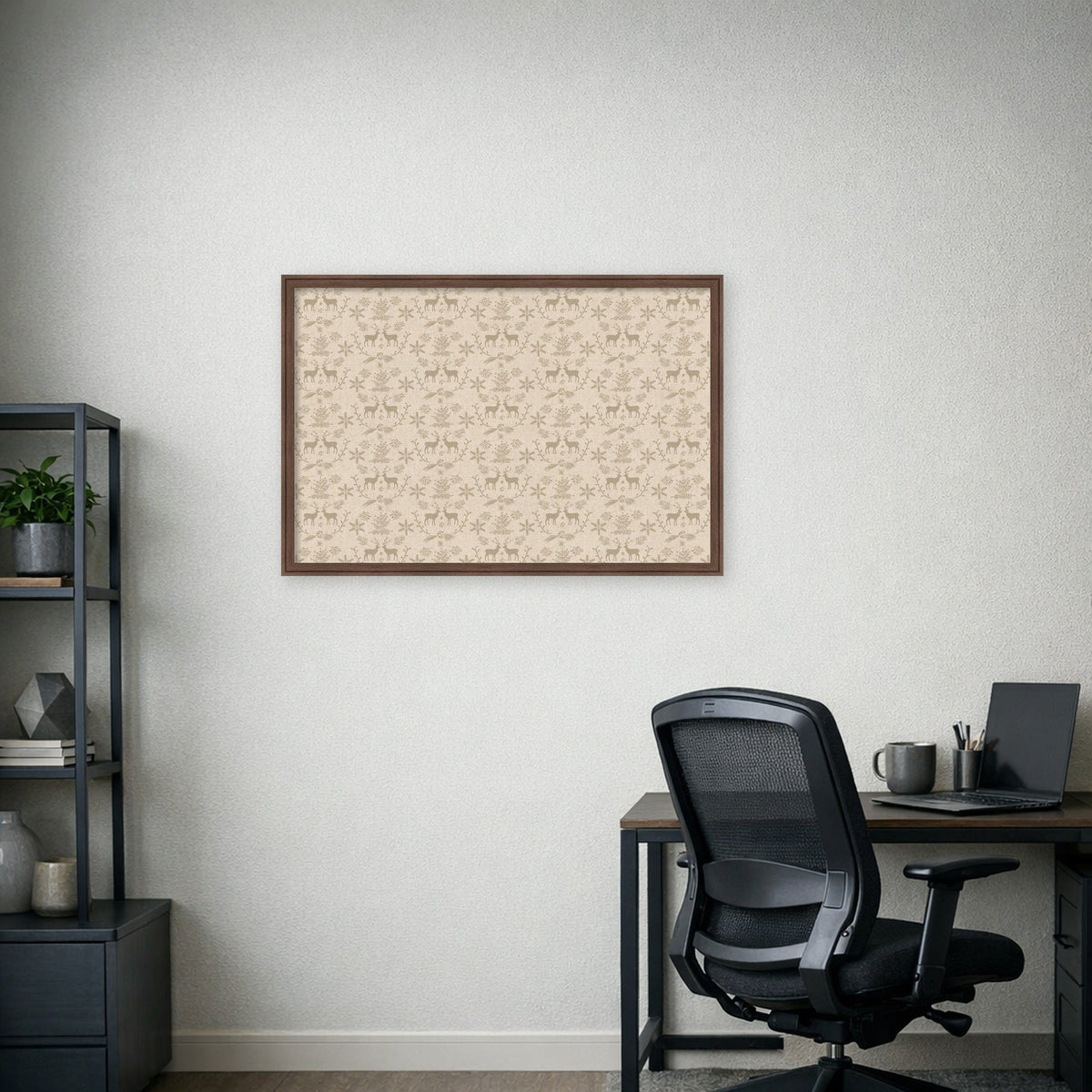 Framed Fabric Magnetic Board Christmas Reindeer Wall Organization