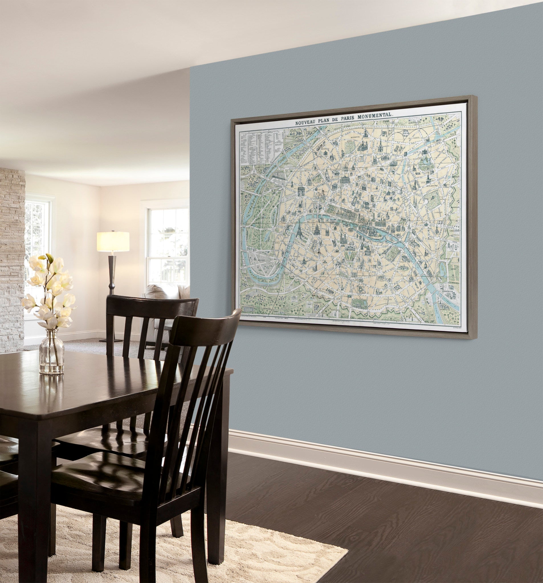 Sylvie Nouveau Plan De Paris Monumental Map Framed Canvas by Corinna Buchholz of Piddix
