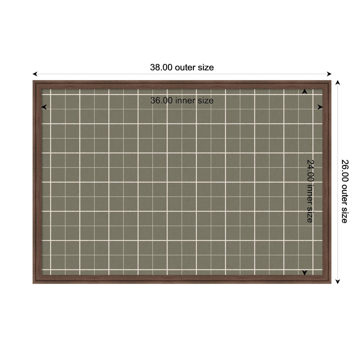 Framed Fabric Pinboard Sage Green Plaid Wall Organization