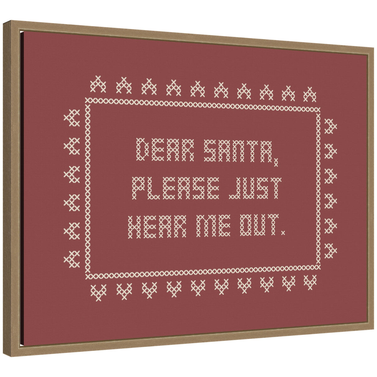 Dear Santa Cross Stitch by Kikiandnim Framed Canvas Wall Art Print