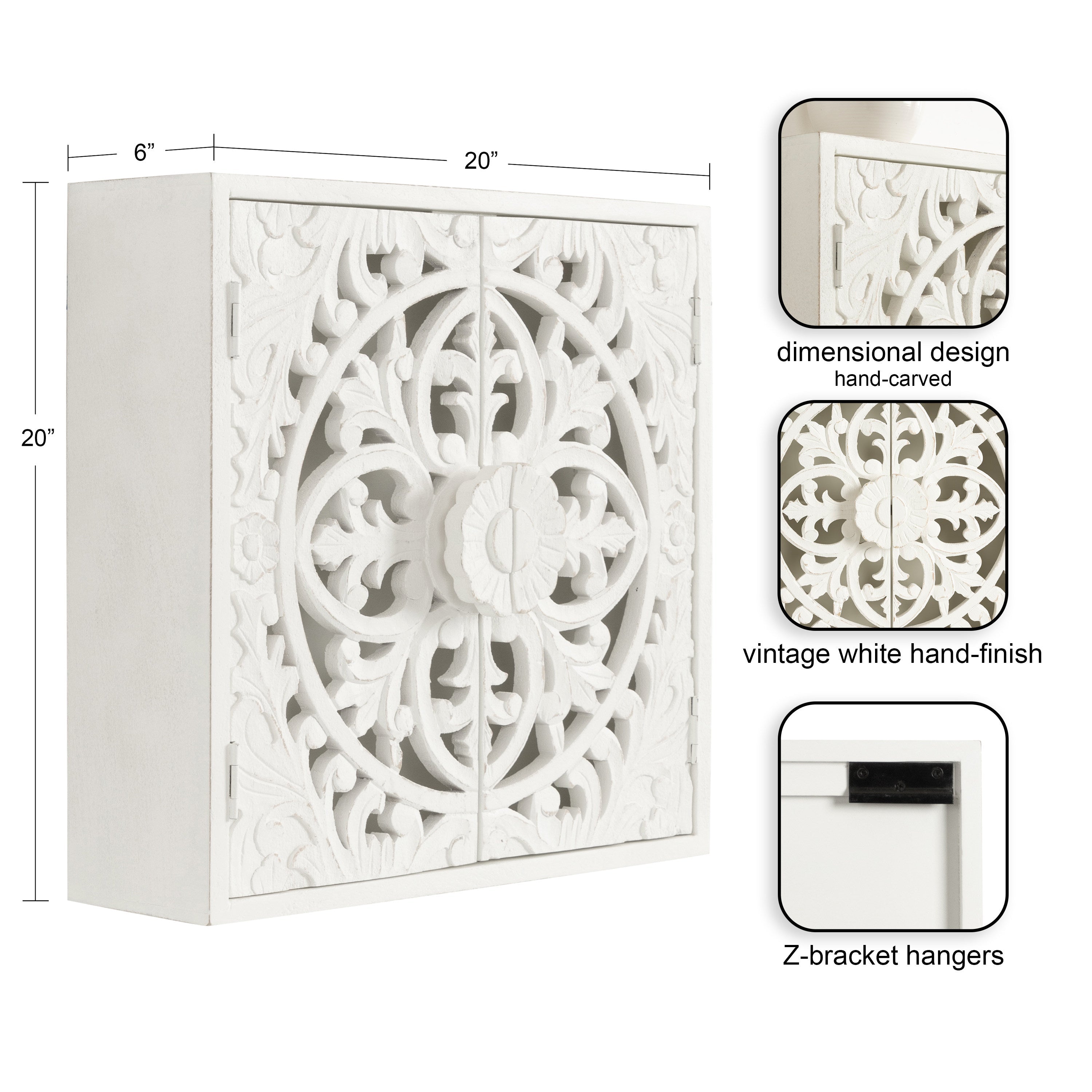 Saanvi Carved Wood Wall Cabinet