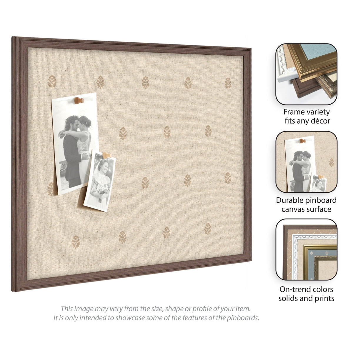 Kate and Laurel Framed Fabric Pinboard Winter Skiers