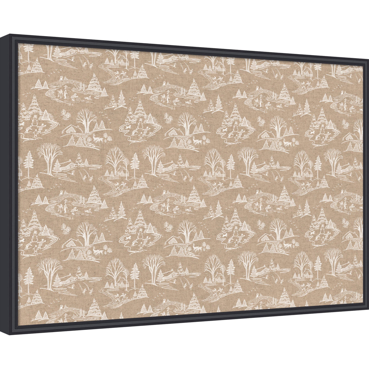 Kate and Laurel Framed Fabric Pinboard Wonderland White Toile