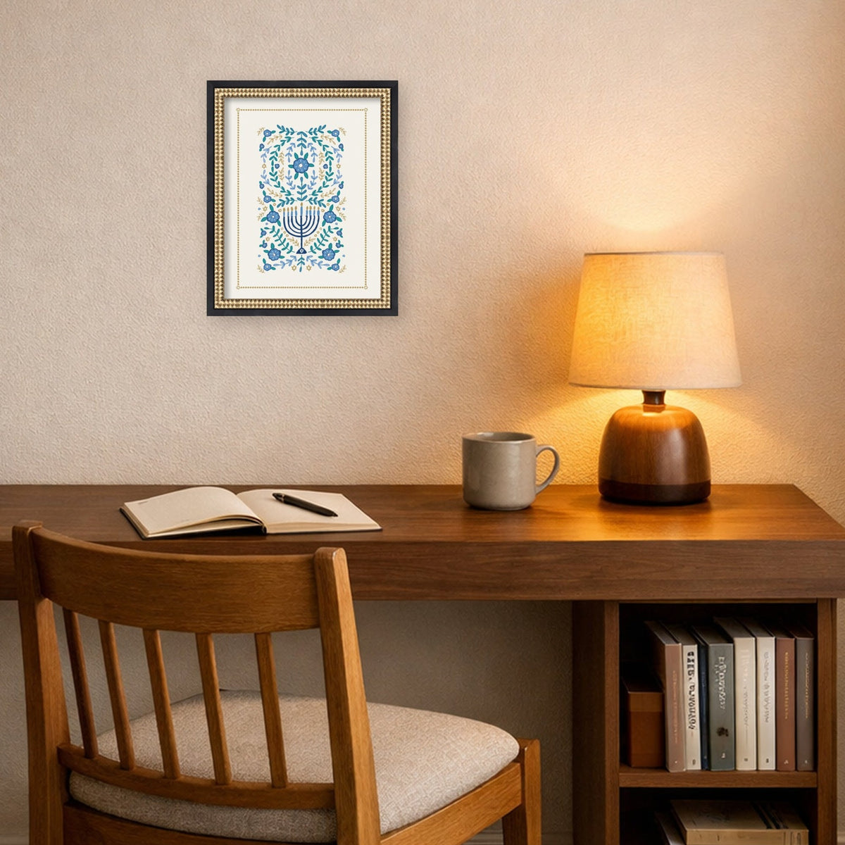 VYD Hanukkah Garden by Vicky Yorke Framed Mounted Canvas Wall Art Print
