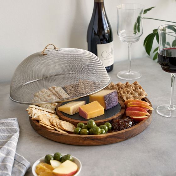 Modern Manor Slate & Acacia Cheese Board w/ Dome