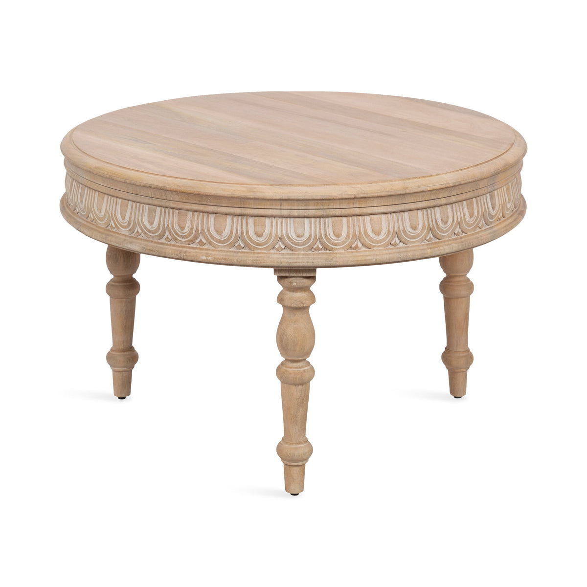 Patresa Carved Round Wood Coffee Table