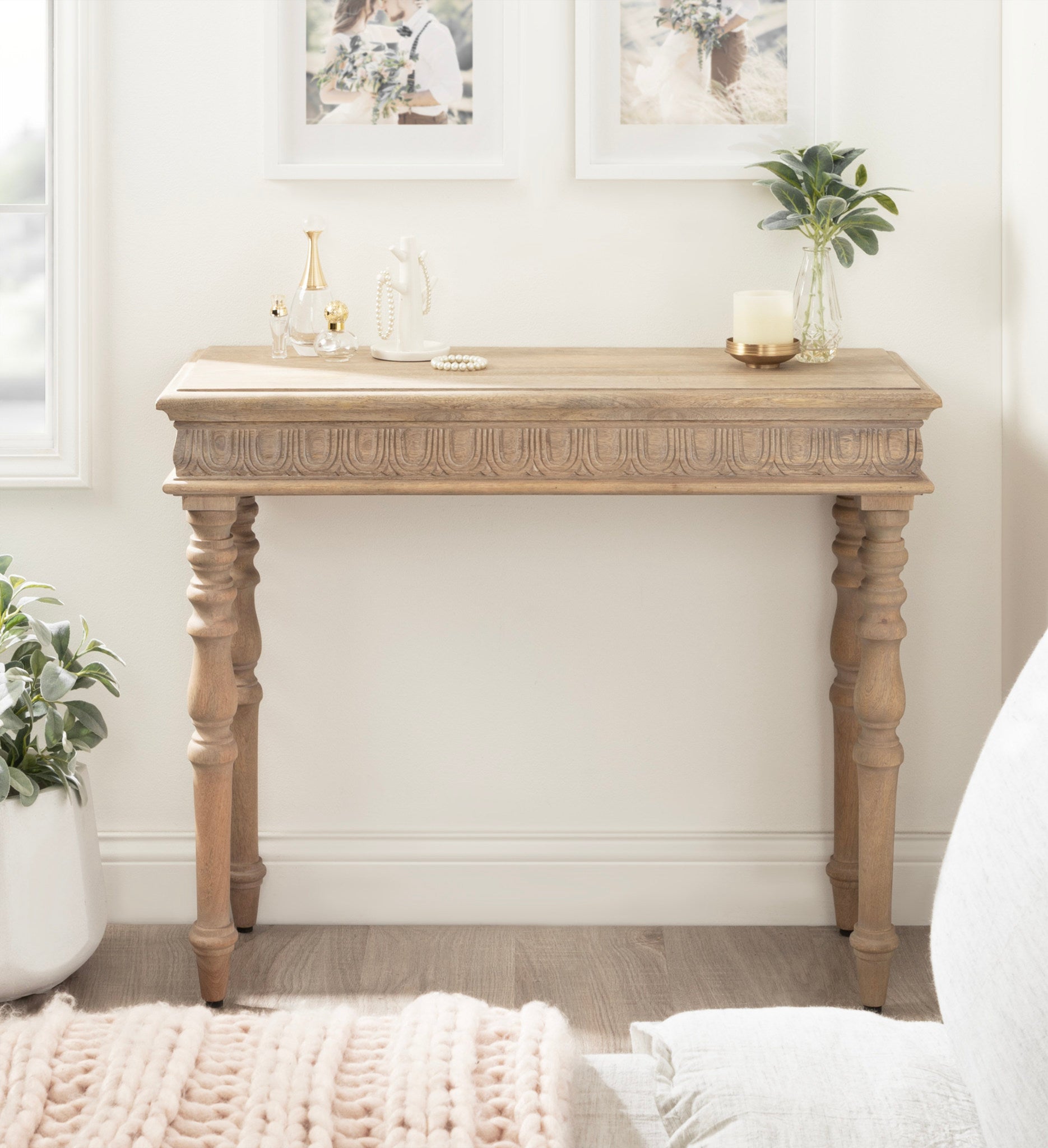 Patresa Carved Wood Console Table