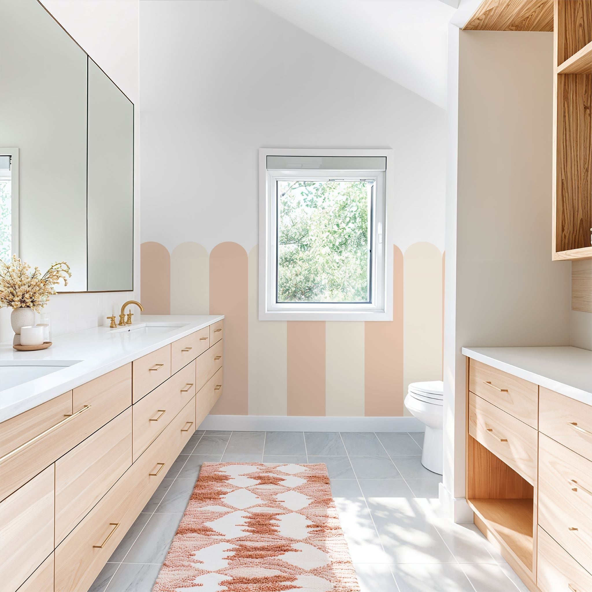 Playful Pickets (Peach) Wallpaper - 4 FT H X 17.4 FT W P&S