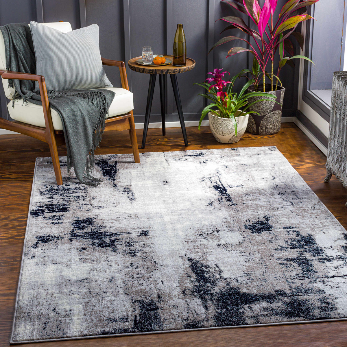 Limao Abstract Denim Area Rug - Clearance