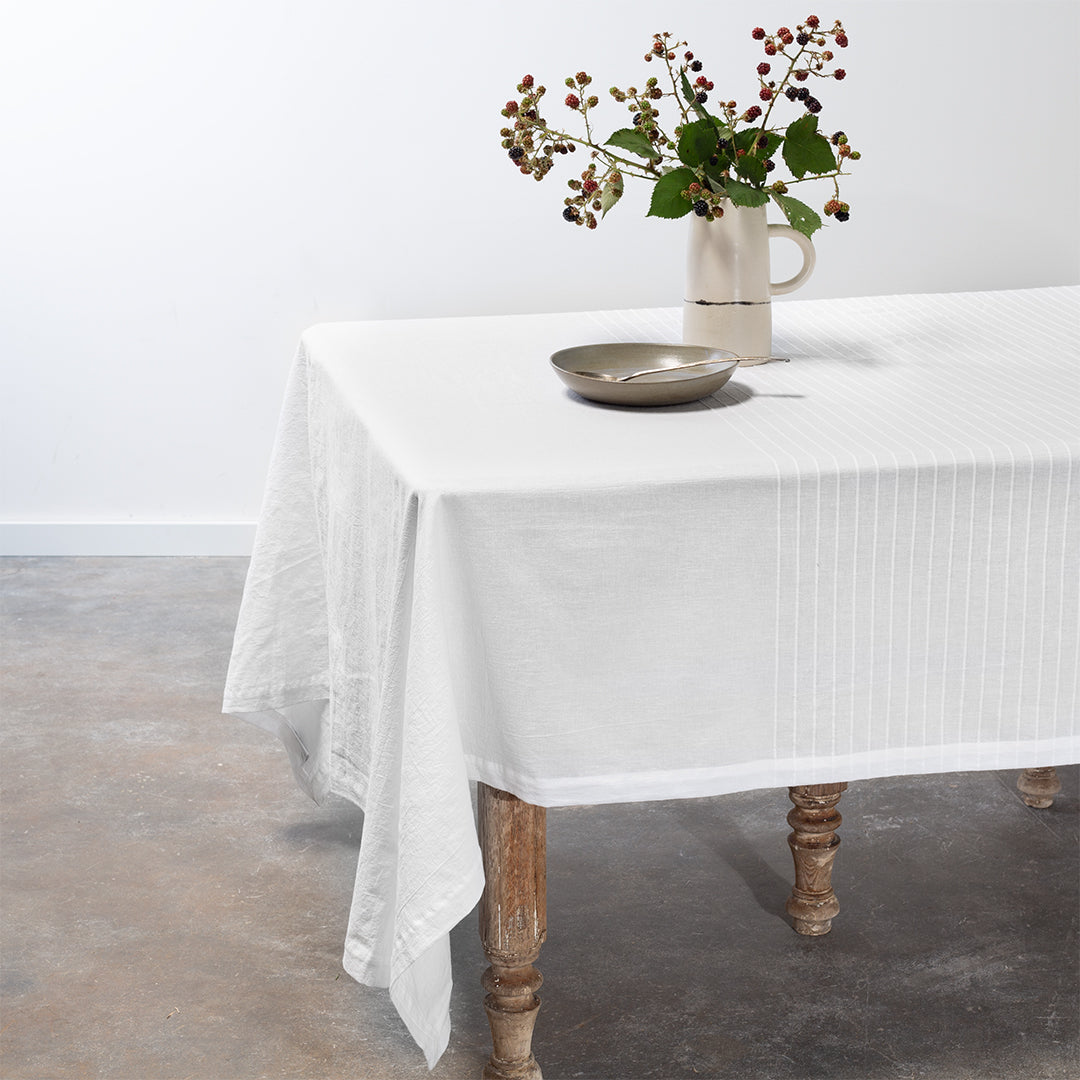 Washed Linen-Cotton Tablecloth- White