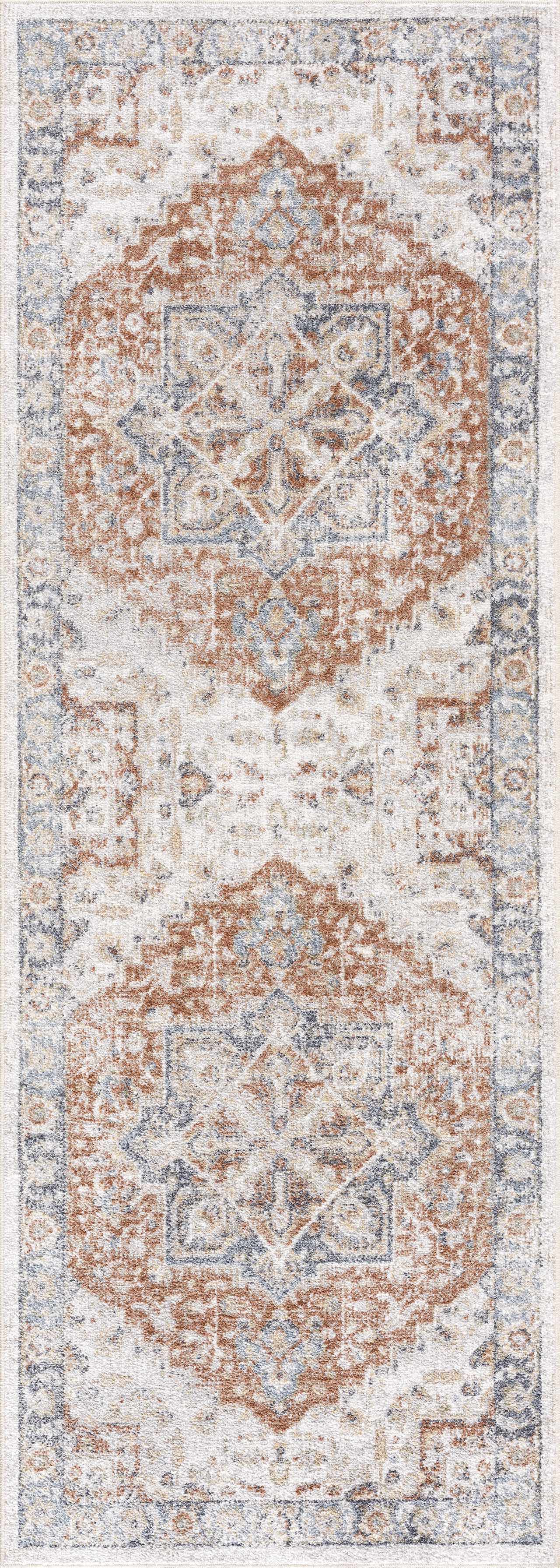 Neta Red & Blue Flat Pile Washable Rug - Clearance