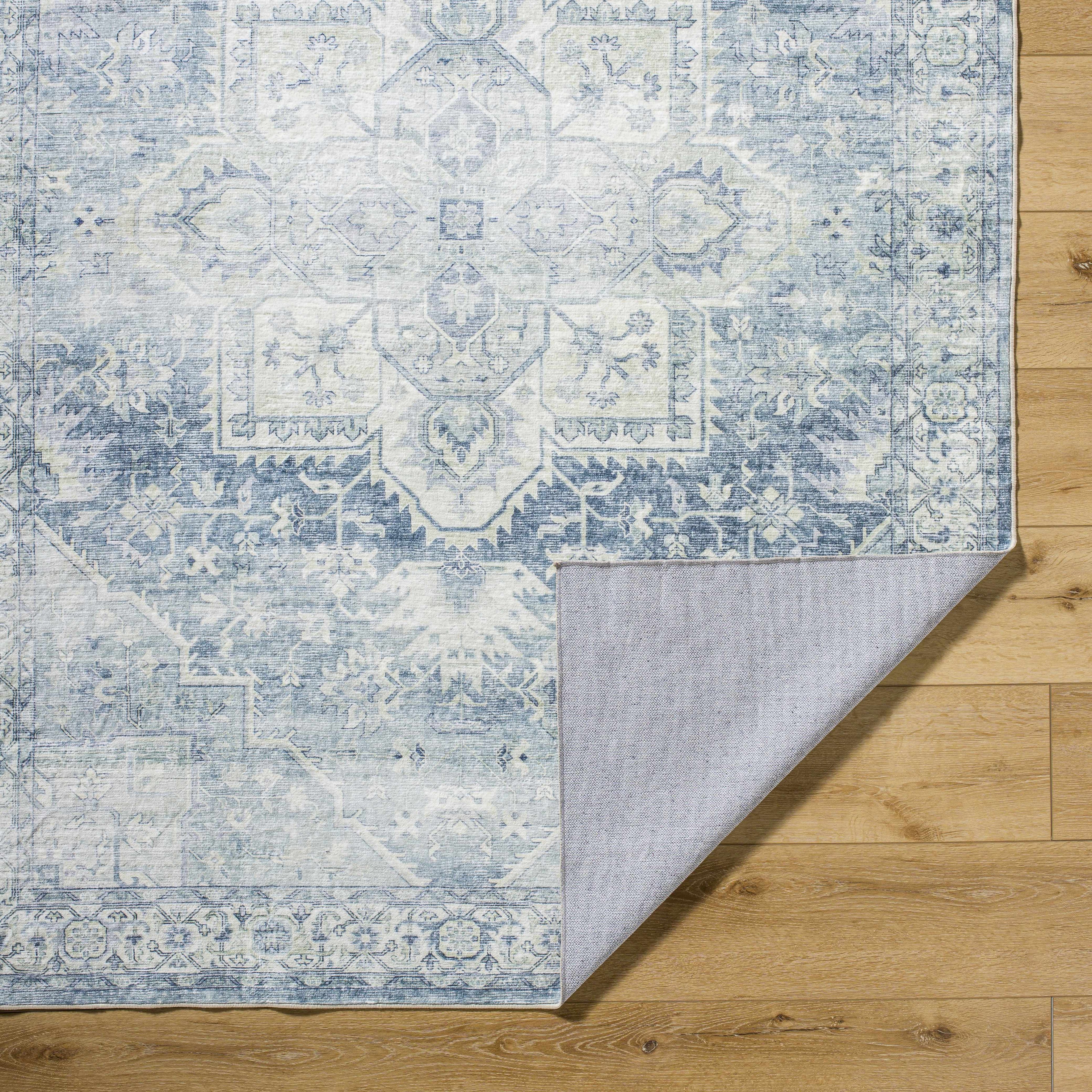 Mauro Navy Medallion Washable Area Rug - Clearance