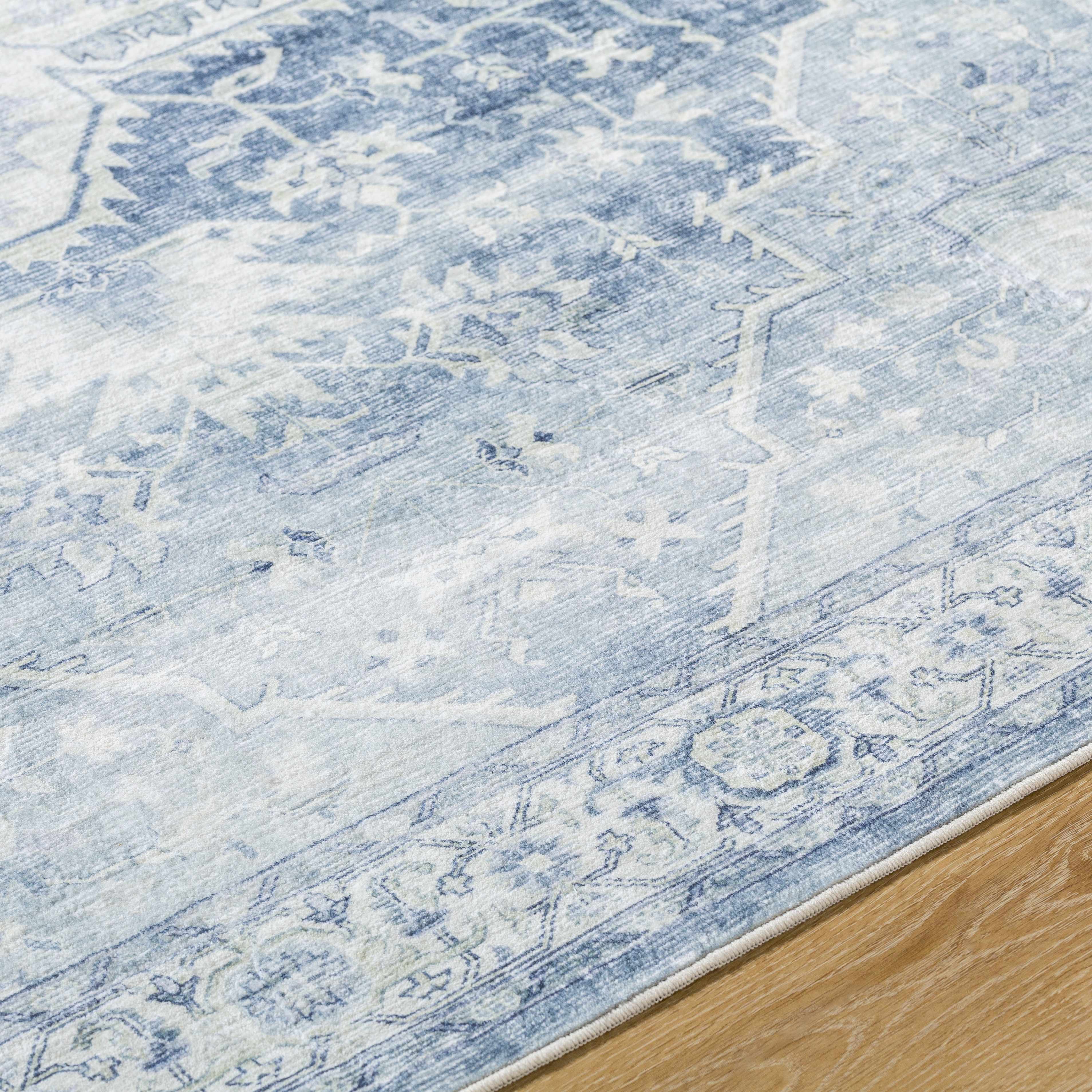 Mauro Navy Medallion Washable Area Rug - Clearance