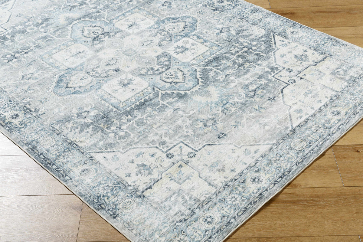 Mauro Blue Medallion Washable Area Rug - Clearance