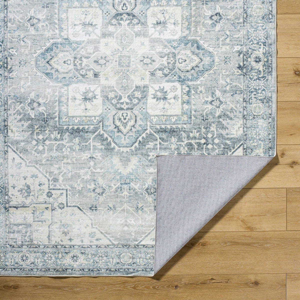 Mauro Blue Medallion Washable Area Rug - Clearance