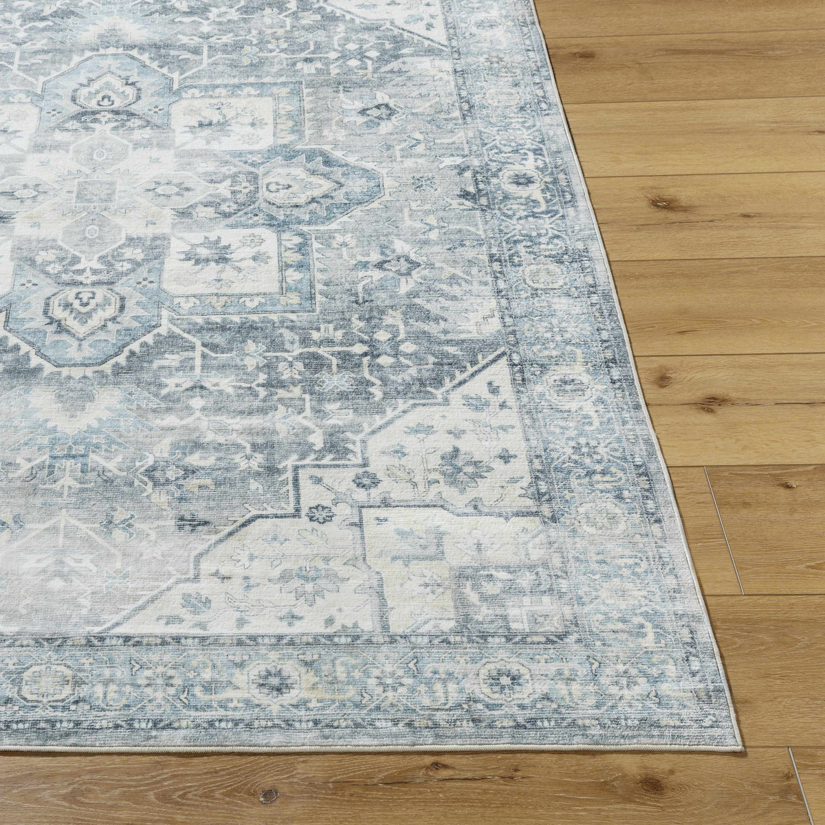 Mauro Blue Medallion Washable Area Rug - Clearance