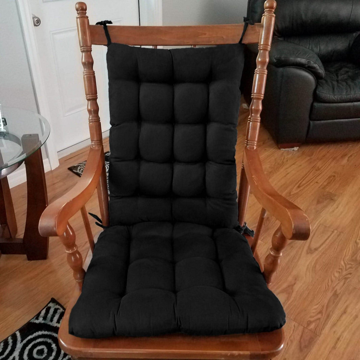Cotton Duck Black Rocking Chair Cushions - Made in USA - 100% Cotton - Machine Washable