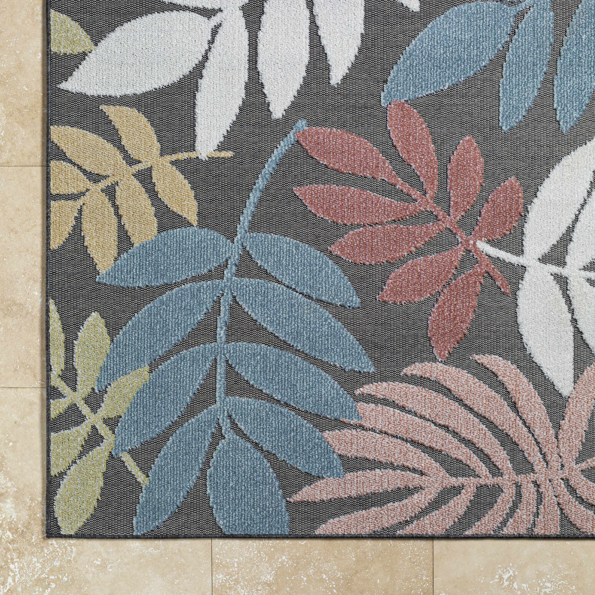 Nasha Charcoal Outdoor Area Rug - Clearance