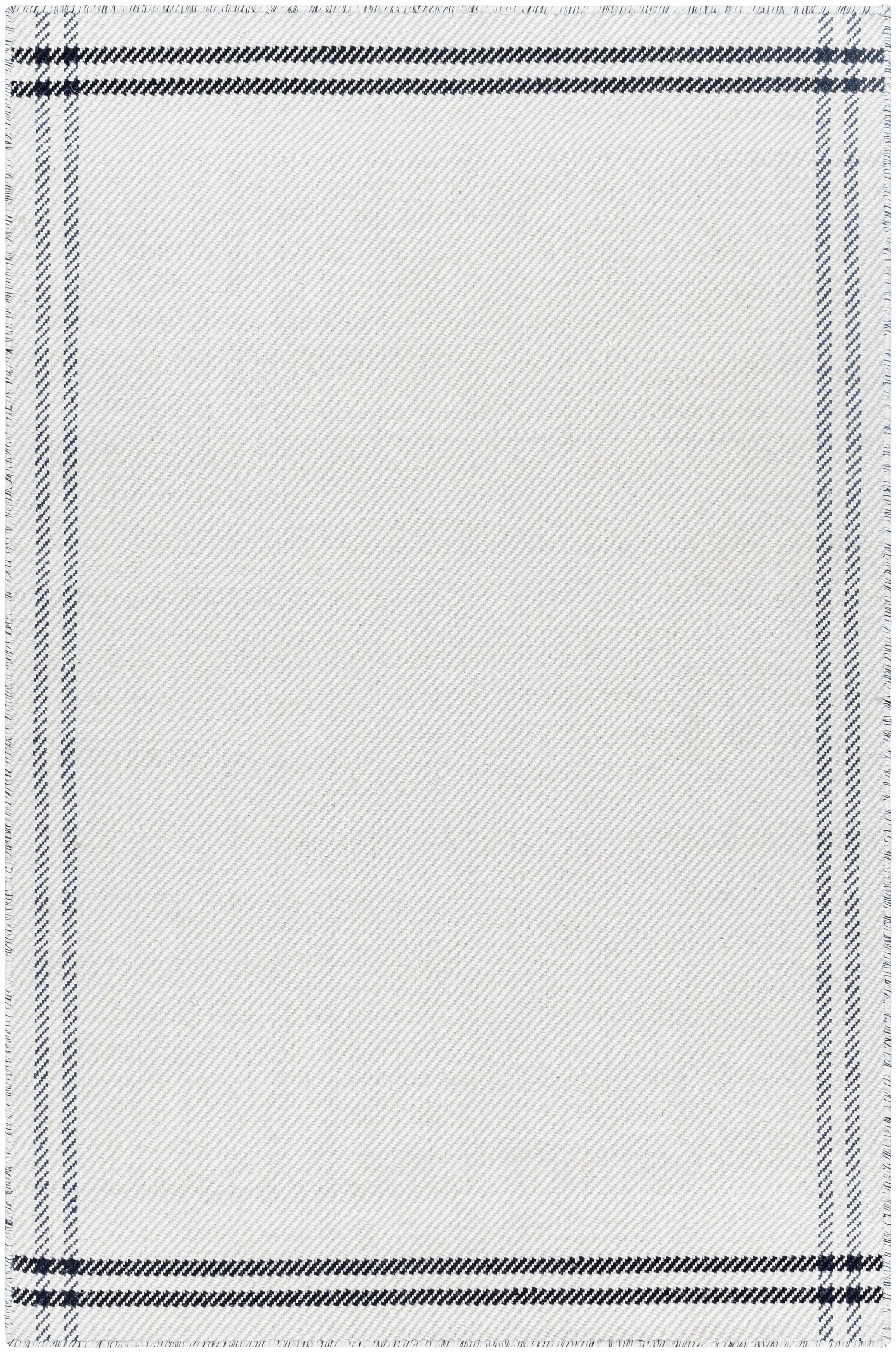Nimue Cream & Blue Bordered Area Rug - Clearance