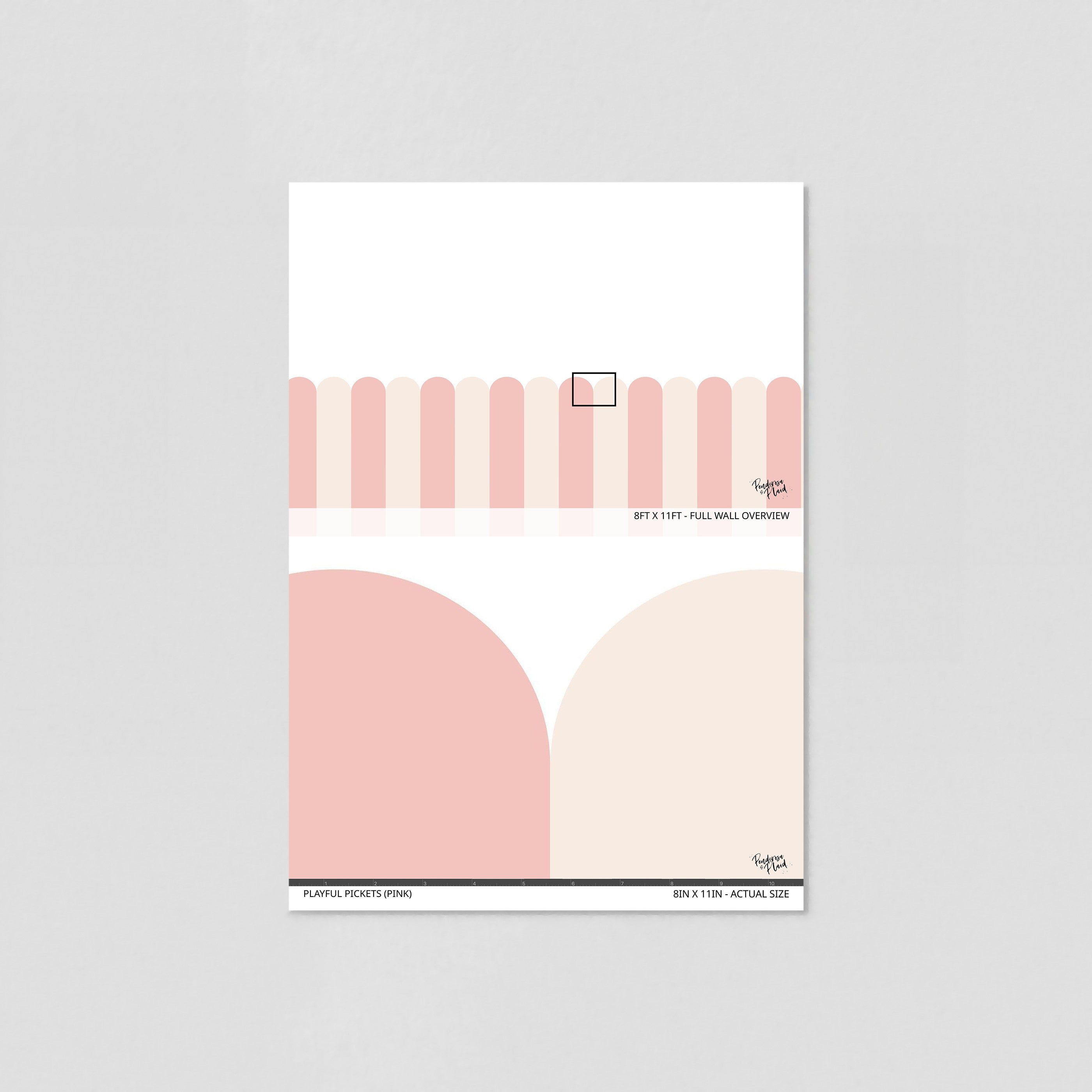 Playful Pickets (Pink) Wallpaper - 8 FT H X 12.5 FT W LUXE P&S