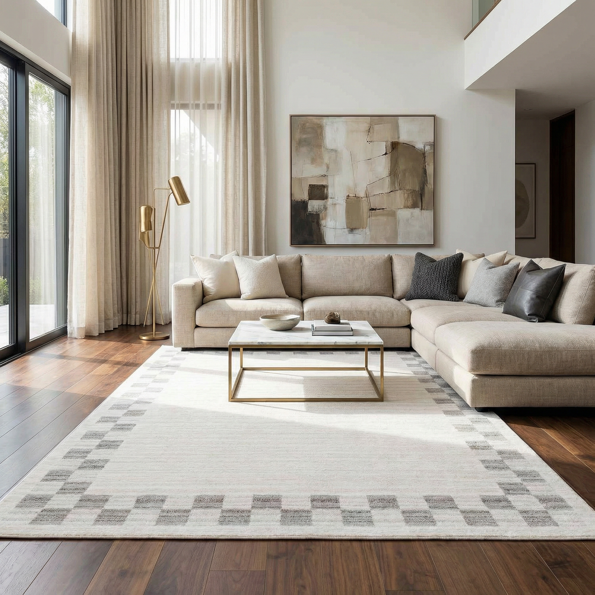 Azrika Gray Checkered Washable Rug - Clearance