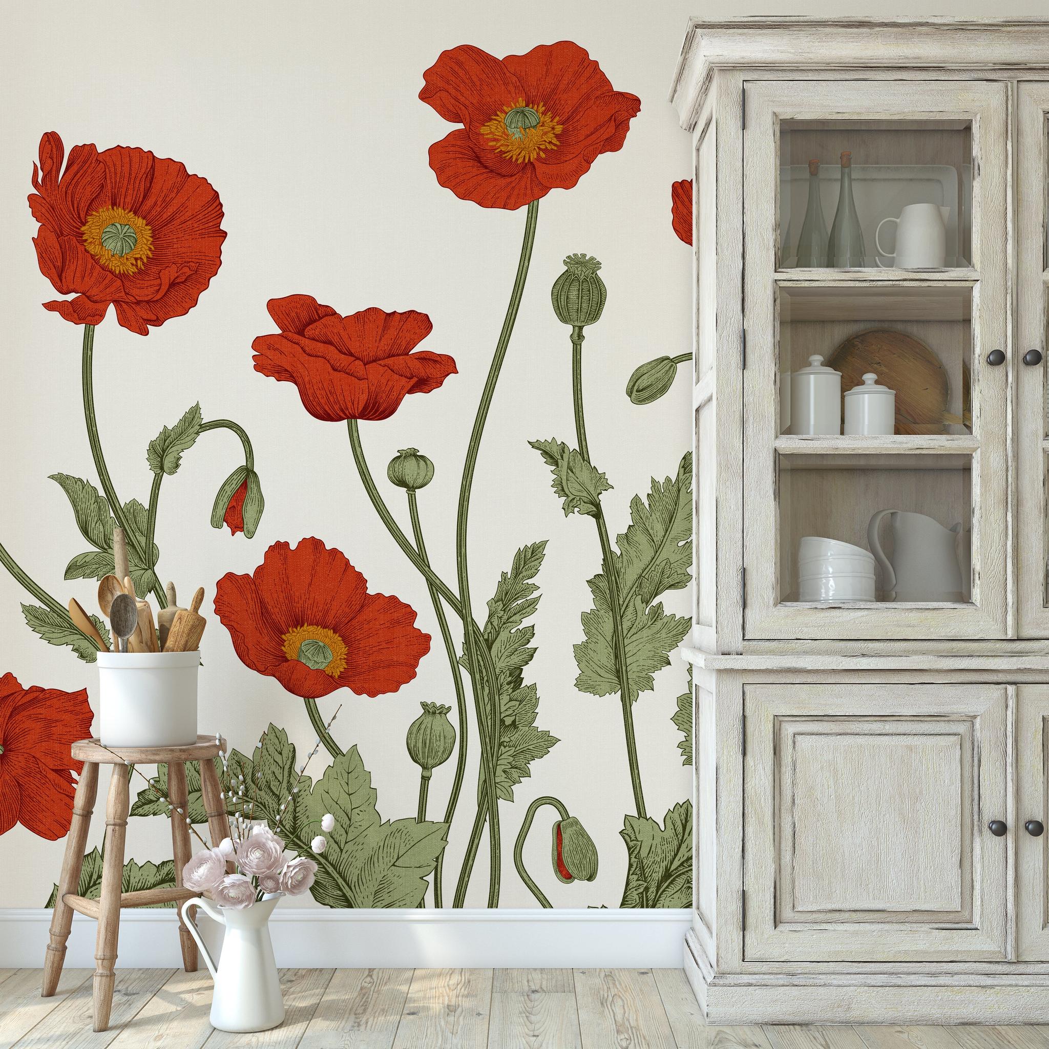 Poppy Lane Wallpaper - 10 FT H X 15.8 FT W LUXE