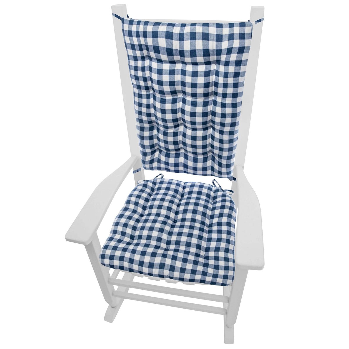 Classic Check Blue Rocking Chair Cushions - Made in USA - 100% Cotton