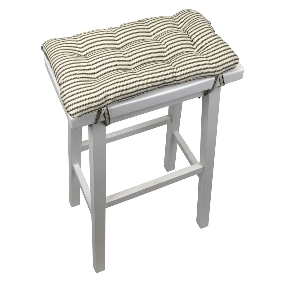 Ticking Stripe Black Saddle Stool Cushions - Gaucho Stool - Satori Seat Cushions - Made in USA