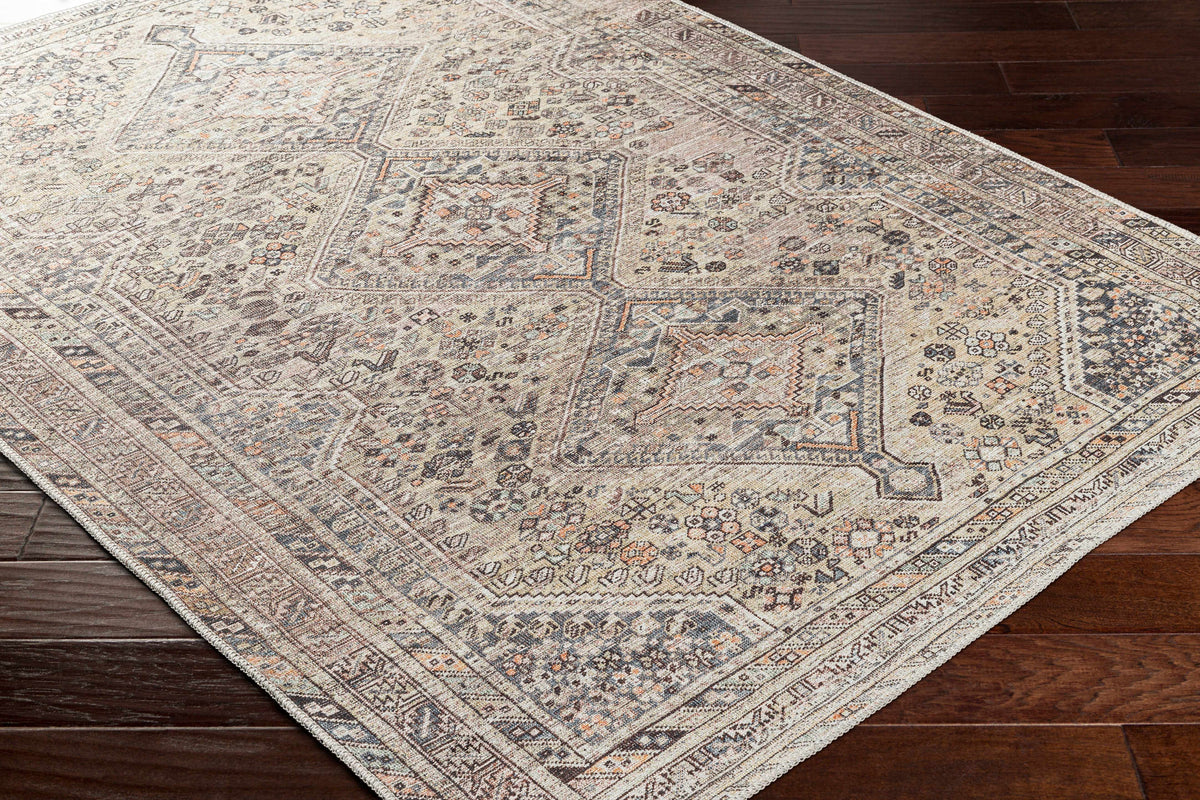 Barny Tan Flat Pile Washable Rug