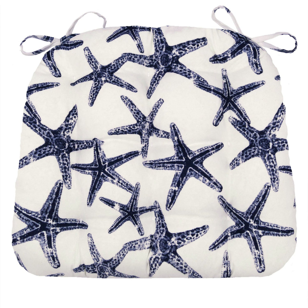 Sea Shore Starfish Navy Blue Indoor / Outdoor Dining Chair Pads & Patio Cushions
