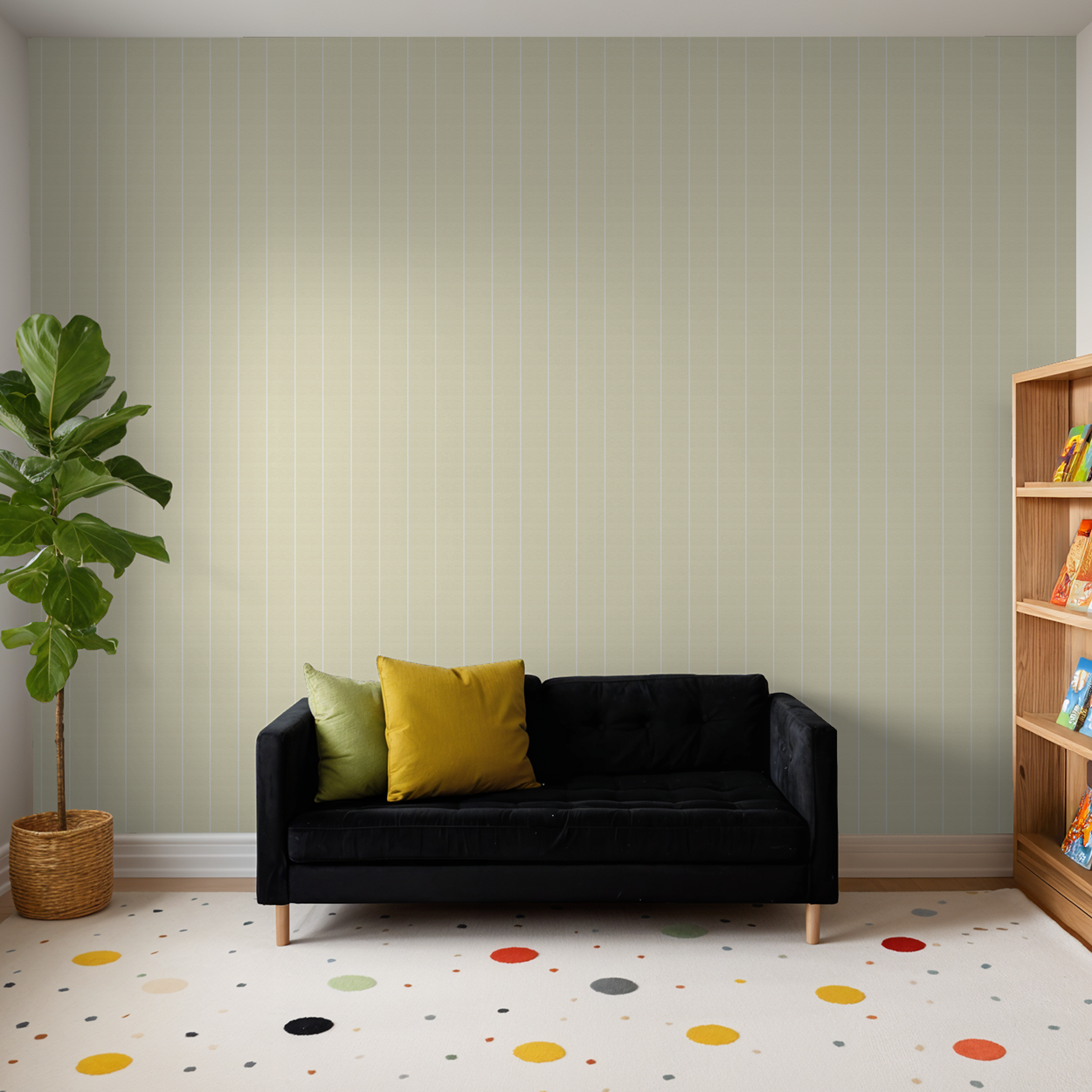 Pinstripe Dot (Yellow) Wallpaper